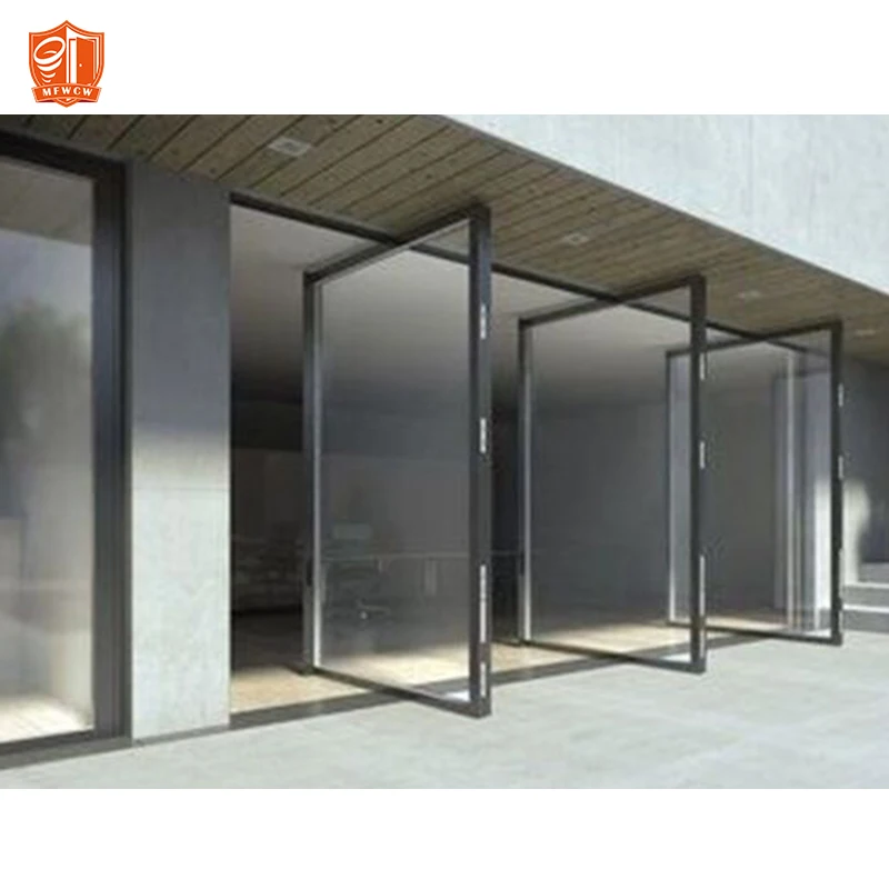 Aluminum Glass Pivot Door Interior office glass partition profiles Slim frame invisible hinged Pivot Door