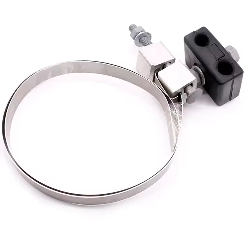 OEM ODM High Quality Telecom Parts Optical Cable Armor Clamp Metal down Lead Clamp Tower Rubber Mental down Lead Clamp