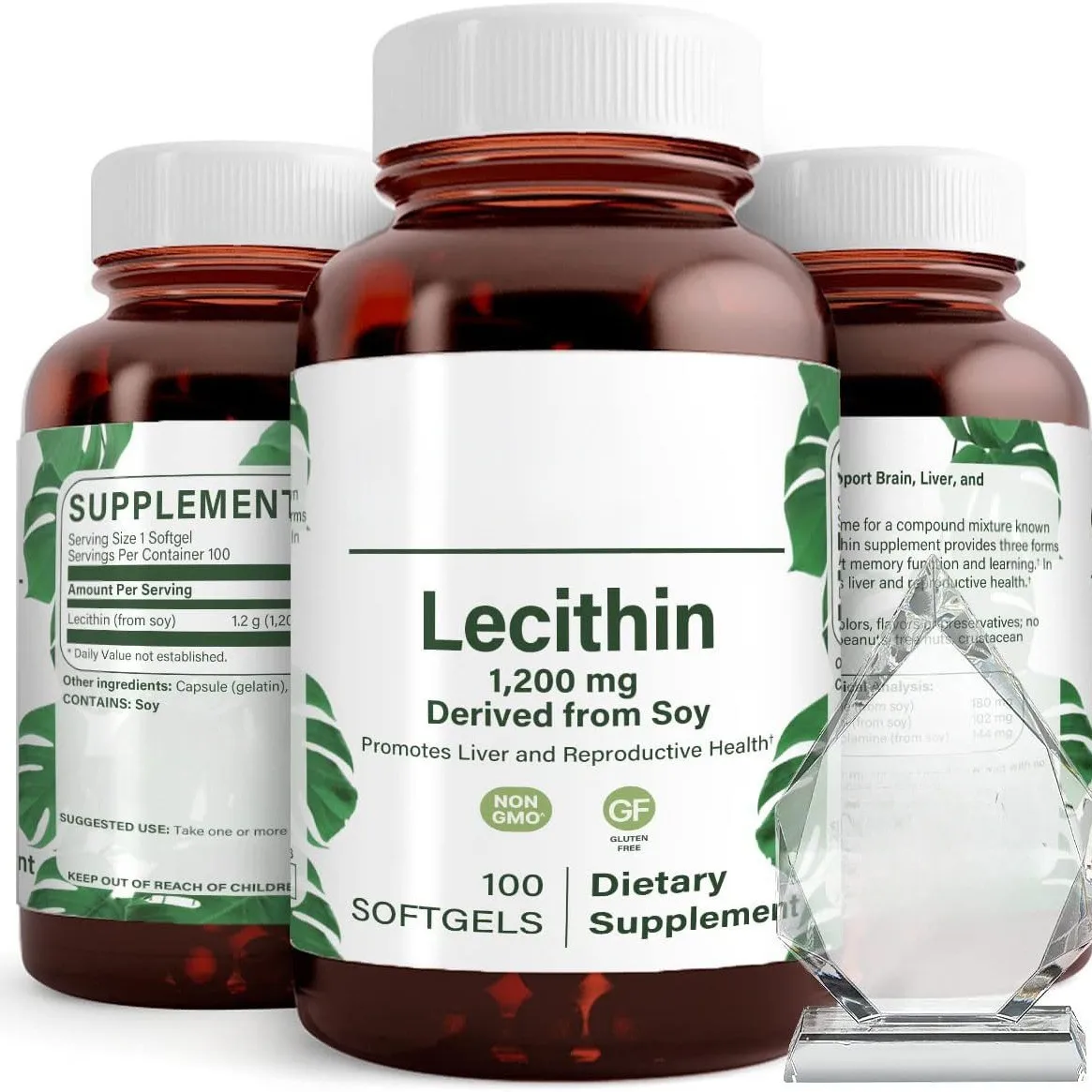 Yaniv Lecithin Vitamin E Soft Capsule 1200mg High Potency 100 Softgels Supplement  Non-GMO  Soy Free  Gluten Free Supplement