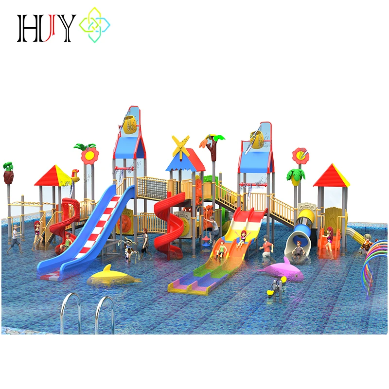 Children plastic kindergarten game set kids outdoor playground swing slide and water slide