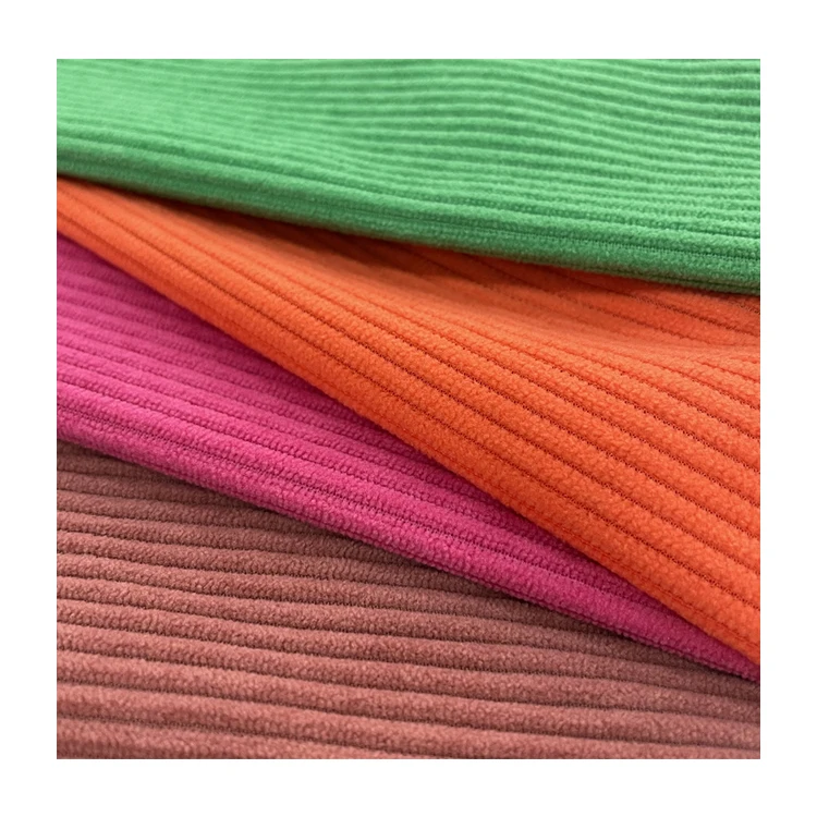 Wholesale Stripe Velvet Fabric Stretch Print Polyester Stretch Dress Knitted Rib Fabric For T-Shirt Vest Casual Wear