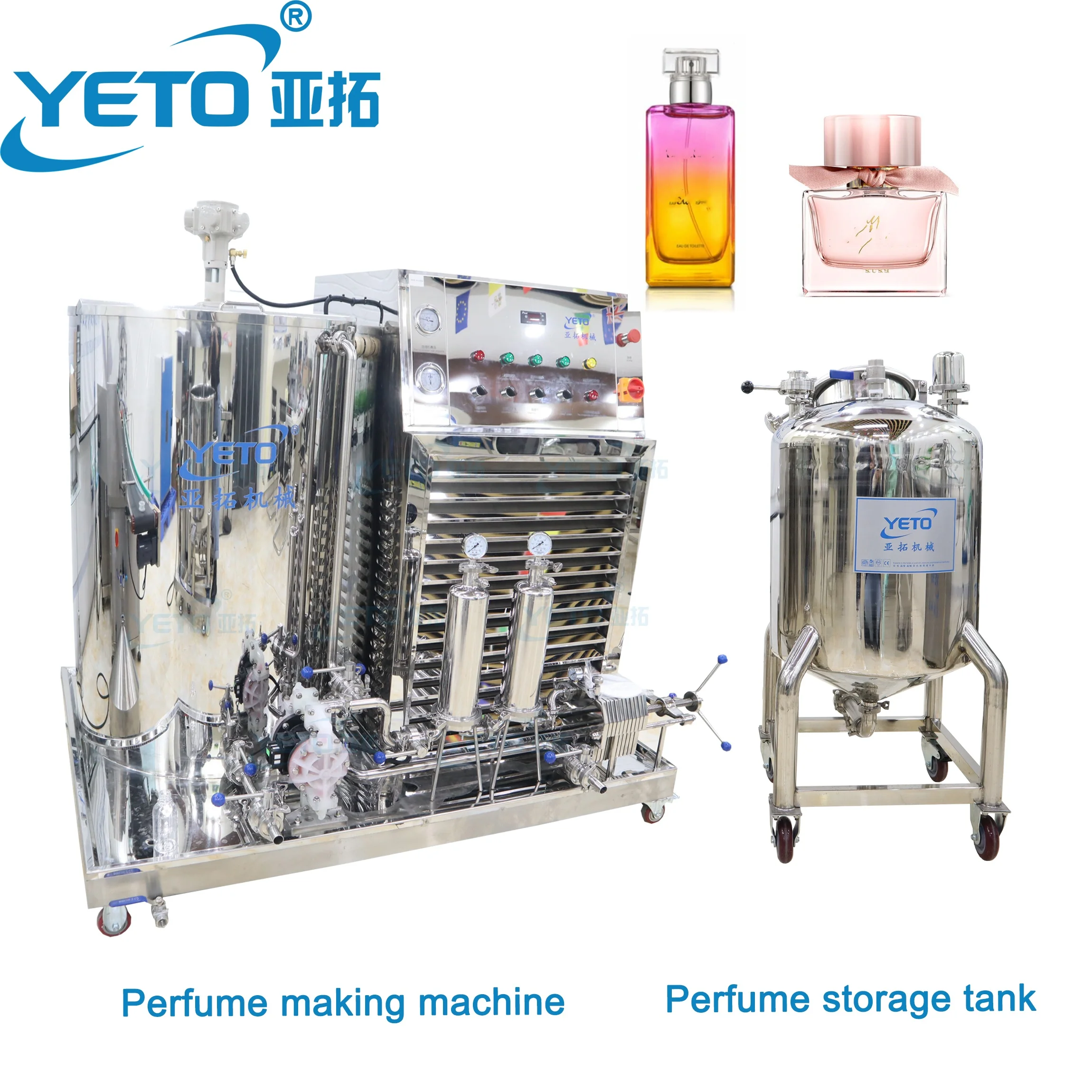 YETO 50L 100L 200L 500L Stainless Steel Perfume Production Making Machine With Filter Refrigerator Freezer Perfume Mixing Tank