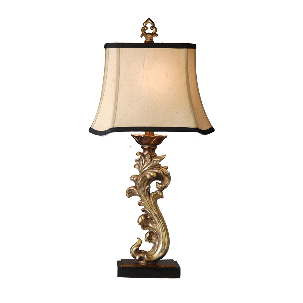 French Luxury Home Decorative Living Room Twisted Shape Hand Gilded Sculpture Gold Resin Table Lamp
