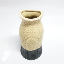 Craft Ceramic Decoration Rustic Brown Porcelain Design Flowers  Weaving Flower Vase