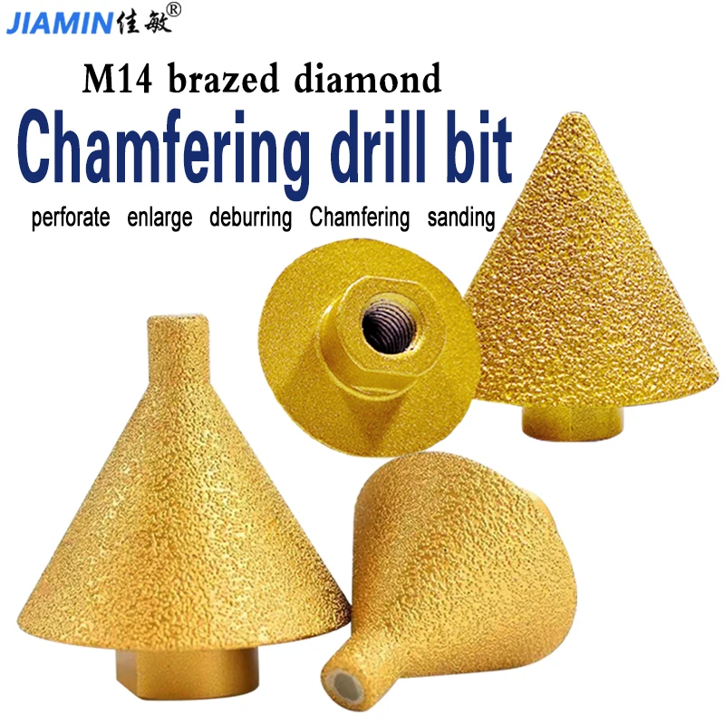 M14 Conical umbrella diamond chamfering machine brazing hole opener for various stone drilling and expanding drill bits