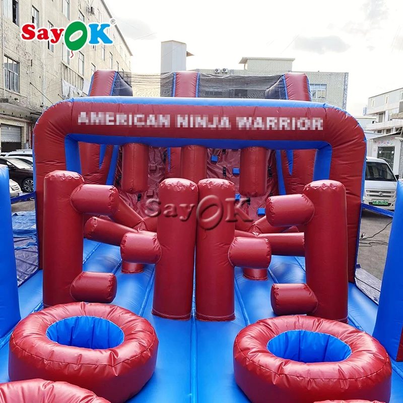 Commercial inflatable obstacle course with bouncer slide