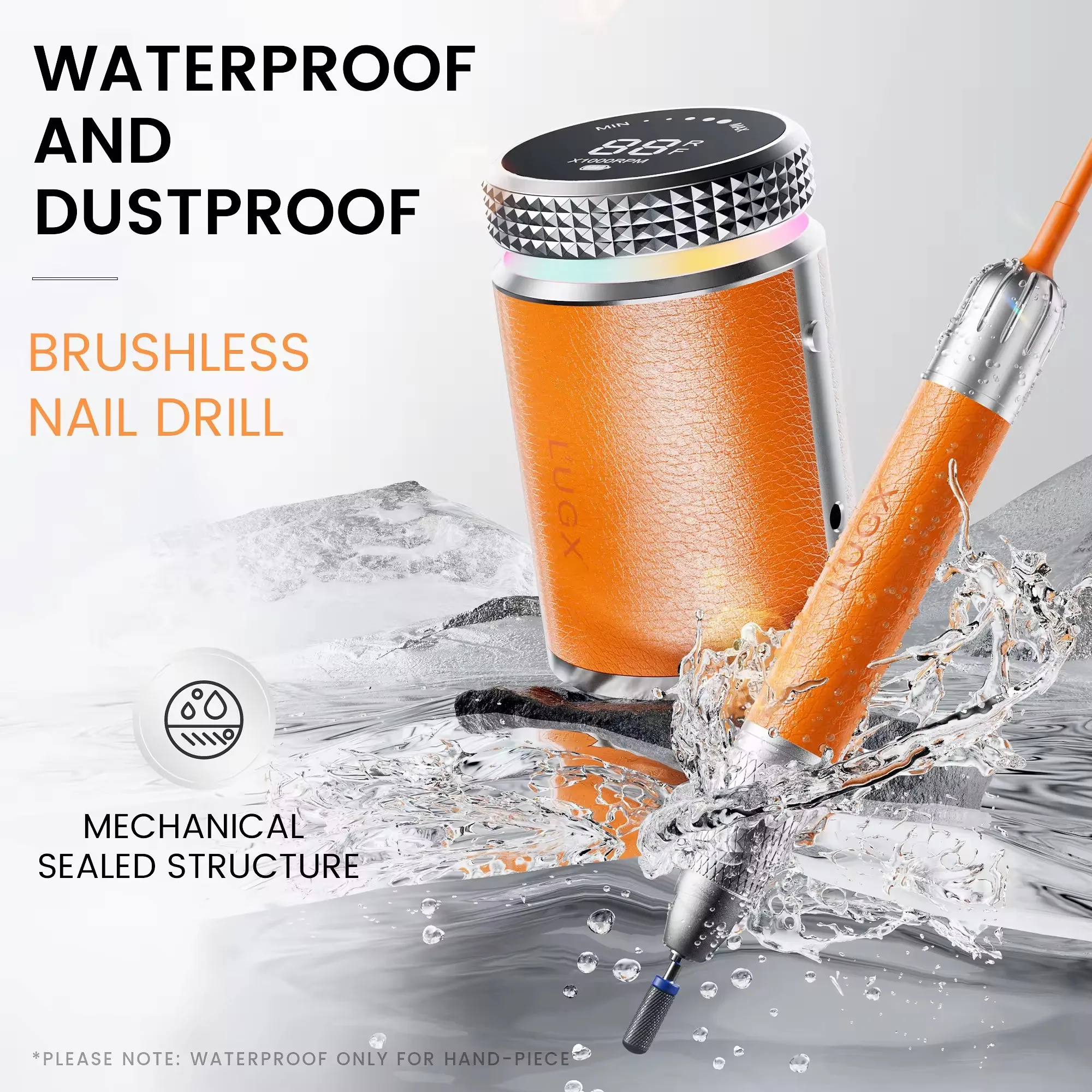 Professional Brushless Electric Rechargeable Nail Drill  Lugx Warterfoorf Portable Nail Drill Machine 35000rpm