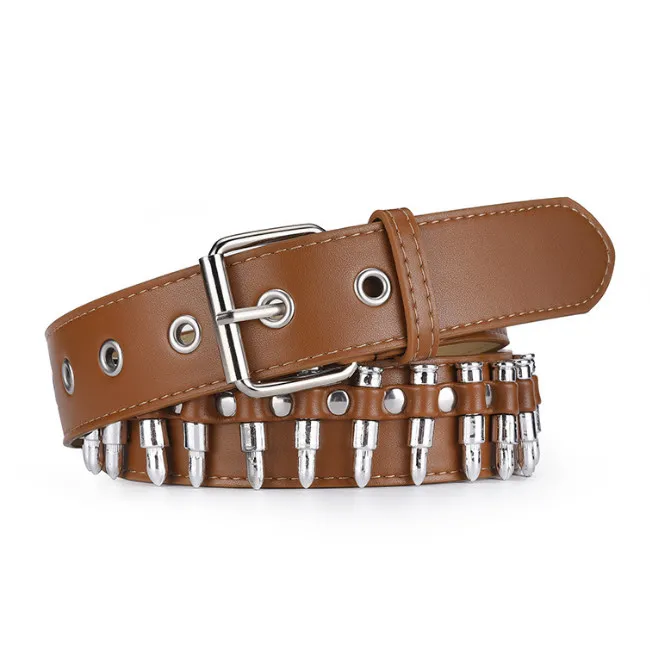 Punk Style Bullet PU Leather Belt For Men And Women