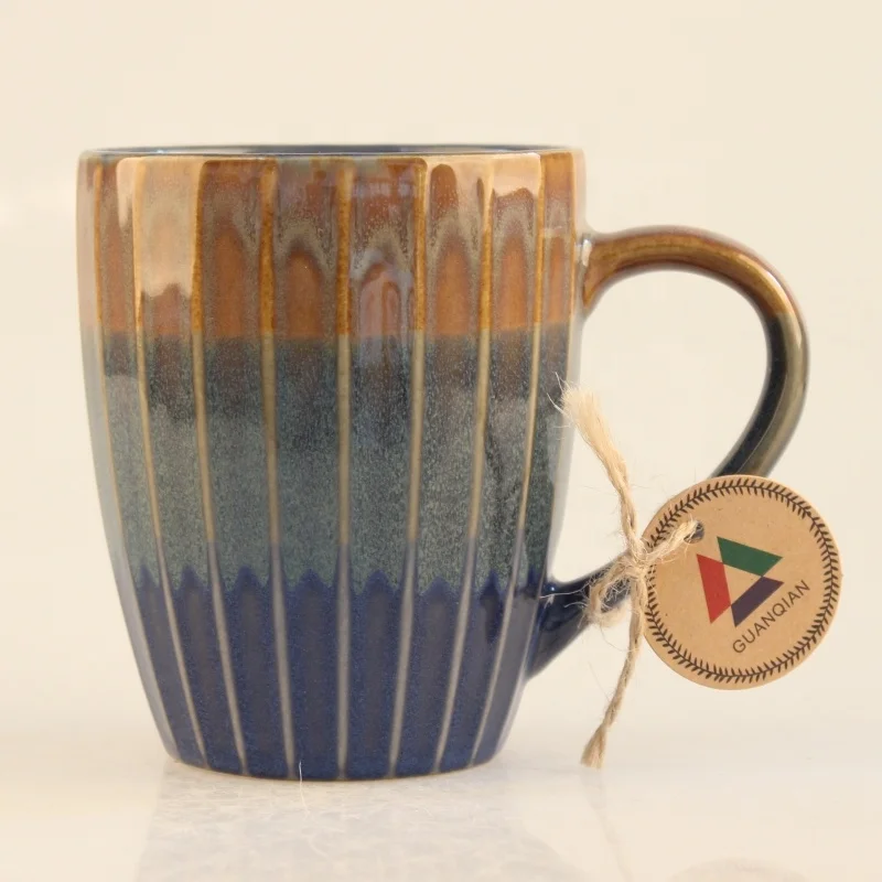 Top selling 13 oz reactive glazed ceramic coffee mug with double glazed