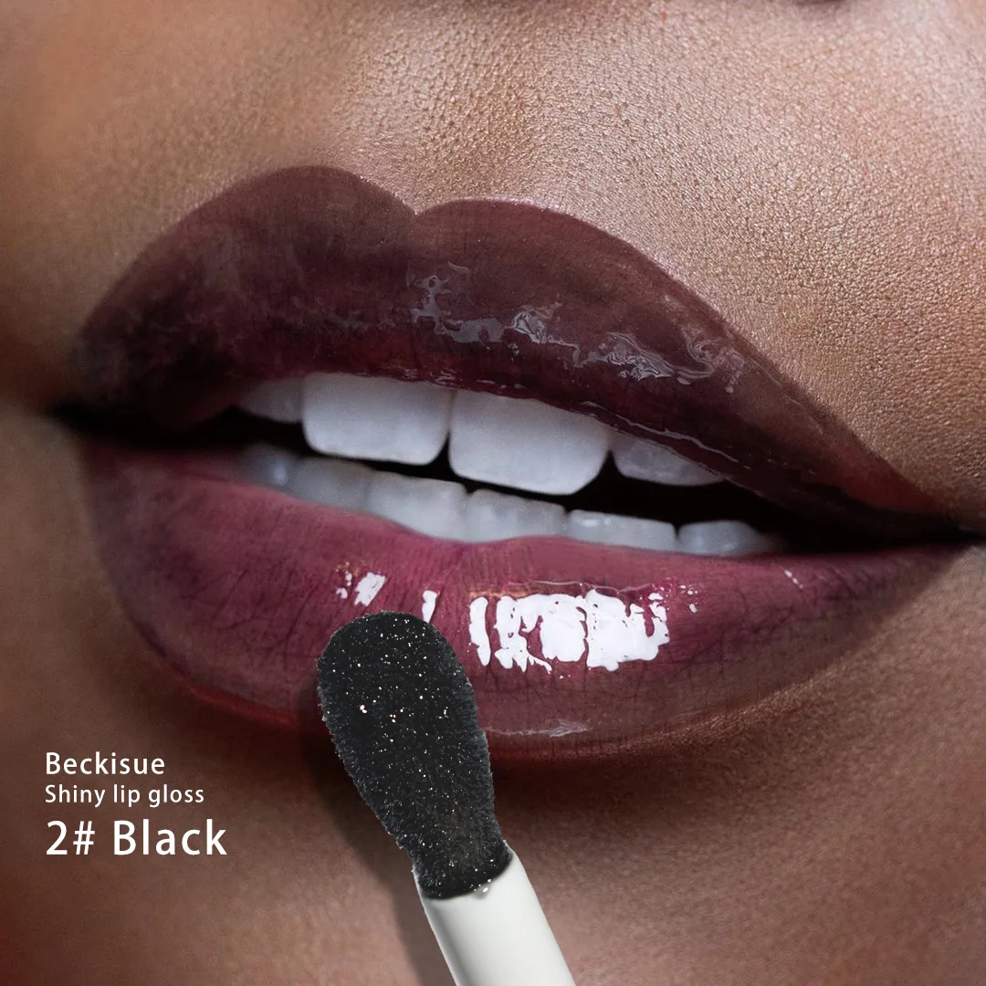 Black Lip oil wholesale bulk Lip Gloss Big Brush Fat vegan Organic Non Sticky Plump Lip Glow  private label lipstick lipgloss