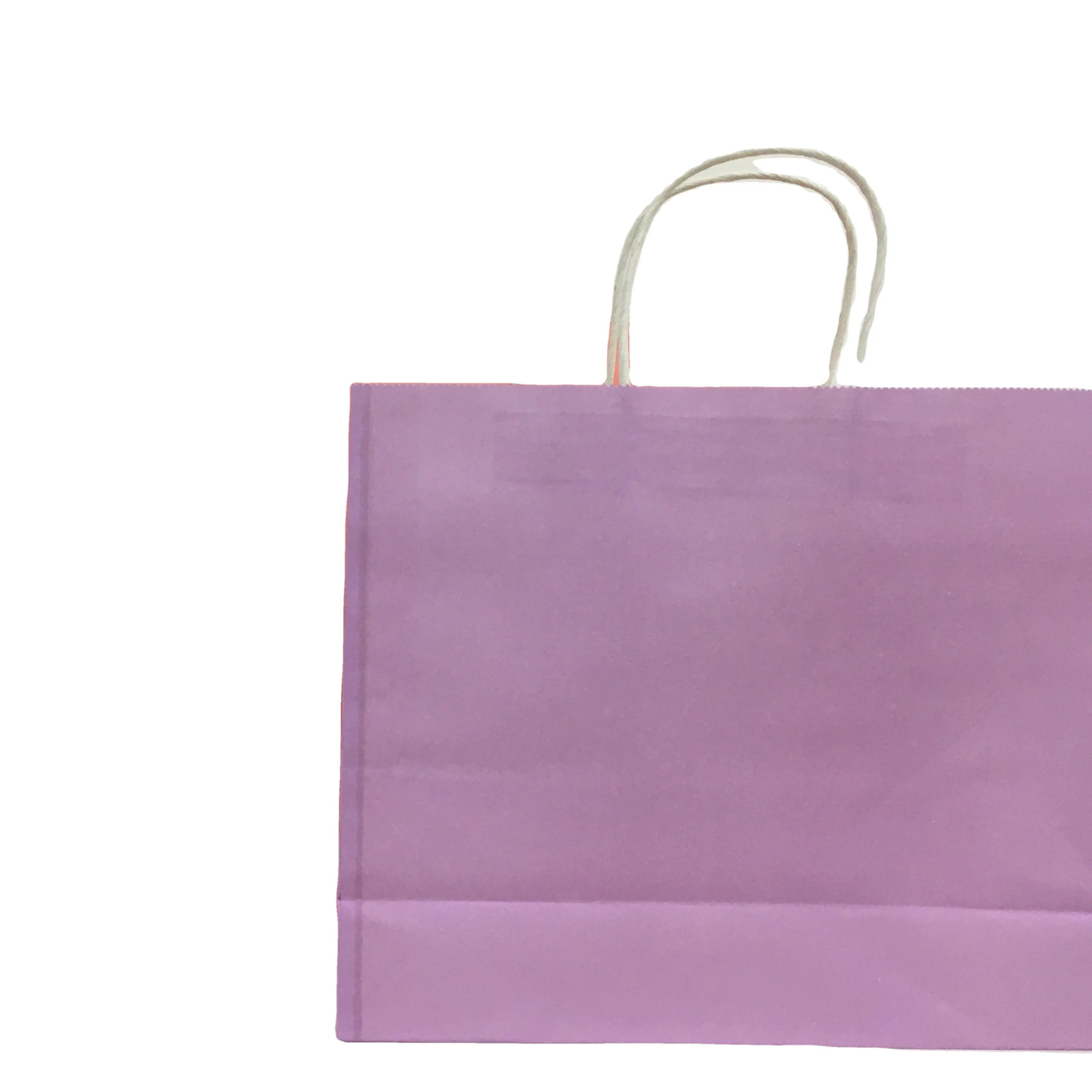 Factory Full color printed White And Brown Kraft Paper Twisted Handle Shopping Carrier Bag With Logo Printed