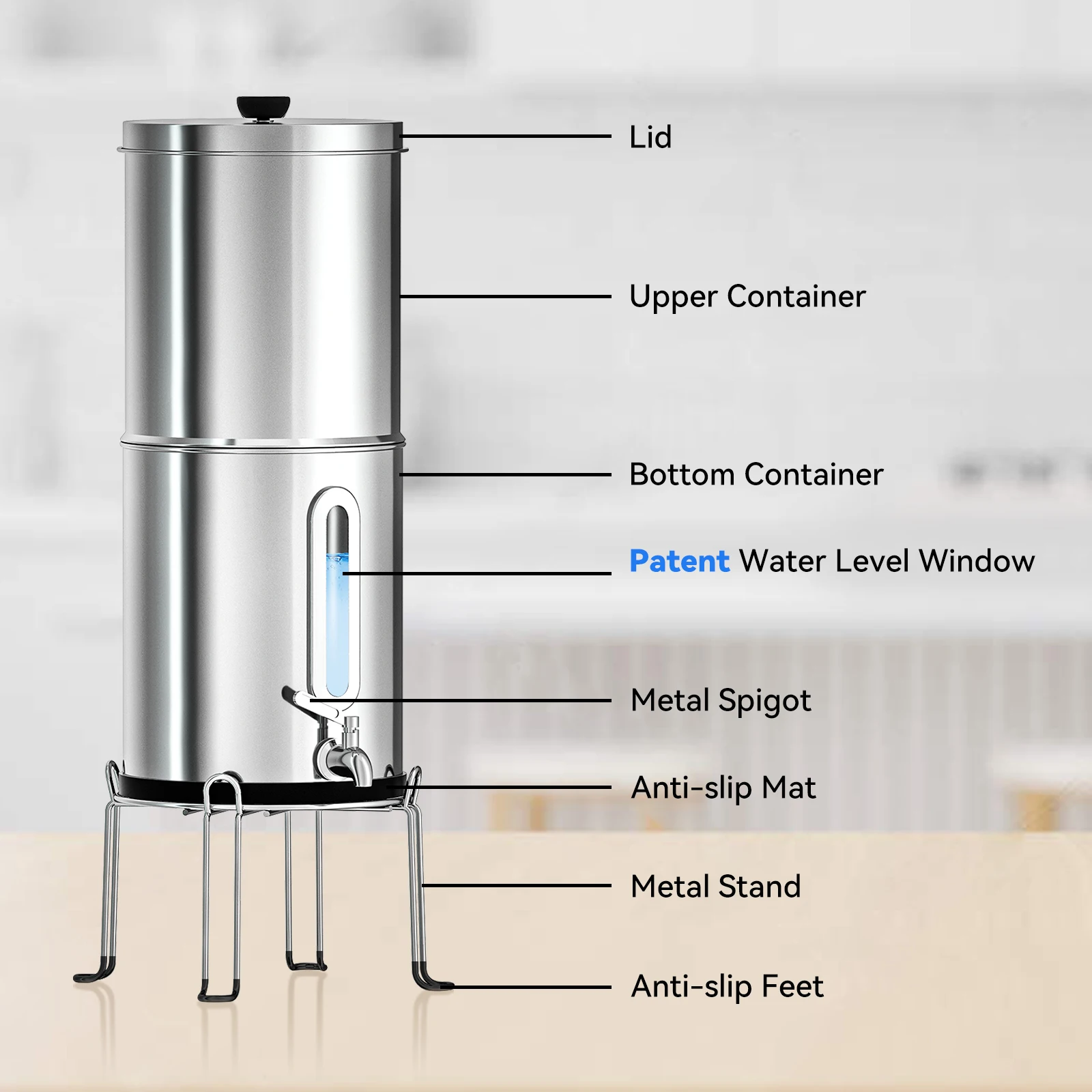 New Style Water Filter Systems For Homes Remove Microplastics 2.9 Gallons Gravity Water Filter System