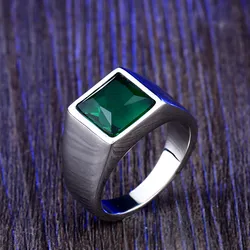 Ss8-587r Steel Soldier Square Fashion Design Blue And Green Stone Luxury Geometric Stone Ring Natural Stone Ring
