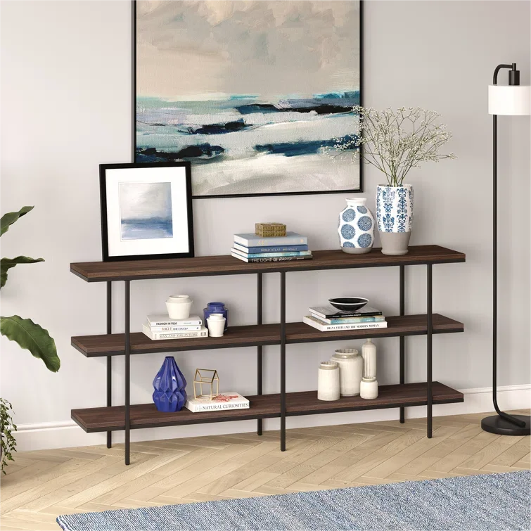 Modern Home Furniture Living Room Hallway Entry Porch MDF Wooden Console Table with 3 Tier Storage Shelf