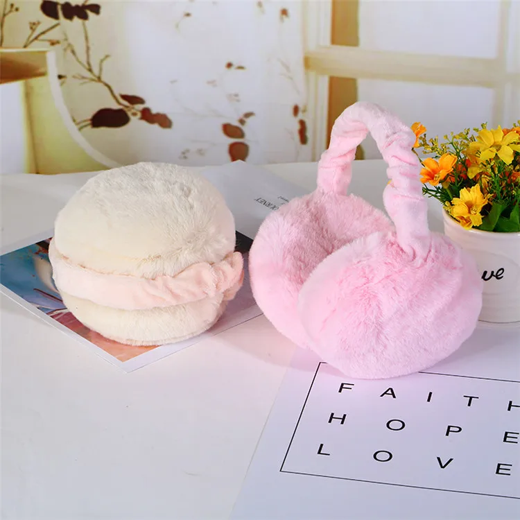 
winter new foldable cute hamburger earmuffs warmer earflap fashion women ear muffs 