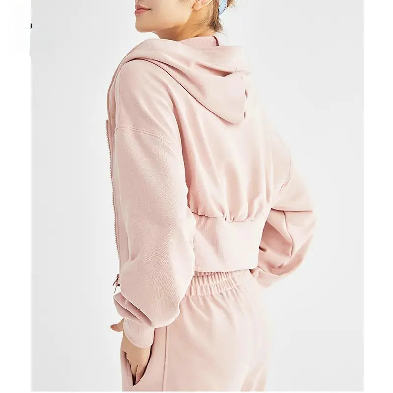 Custom logo women zip up cropped hoodie set velvet tracksuit Letter Appliques jogging suit women embroidery velour sweatsuit