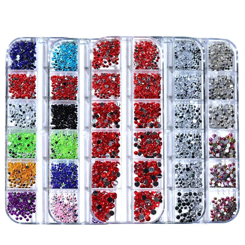 AB Crystal Clear Nail Rhinestone 3D Flat Bottom Mixed Size Dazzling Diamonds French Style Nail Art Rhinestones Decoration Wheel
