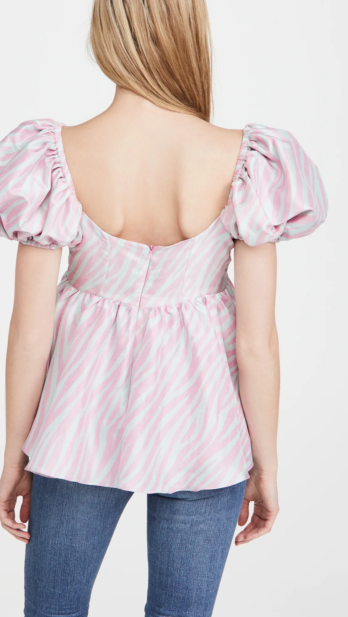 Женский топ с высокой талией, рукава-пузырьки с эластичными манжетами и принтом зебры, весна 2022