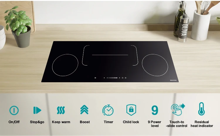 Hot Sell Kitchen Appliances Piano Built in Induction Cooker Black Glass 4 Burners Hob Cottura a Induzione 90cm Electric 7000 N/A