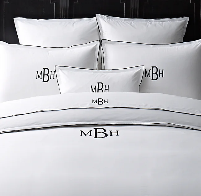 Deeda factory 100% cotton 300TC logo bedding set hotel style