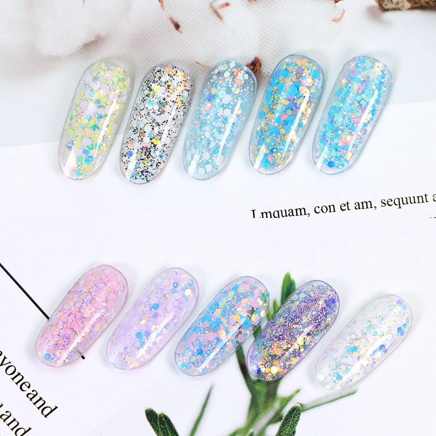New 24 Colors Spring Glitter Nails Fine Glitter Powder Nail Mixed Size Friendly Cosmetic Glitter Powder set