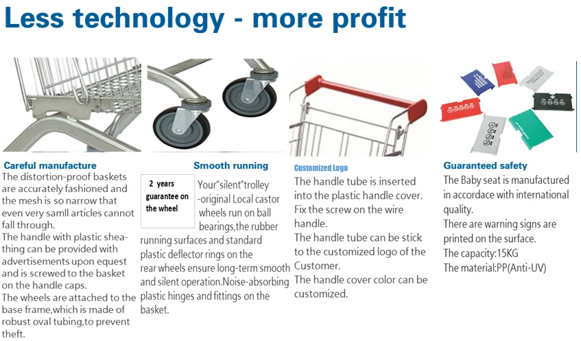 180L supermarket shopping cart trolley Euro type metal unfolding with baby seat