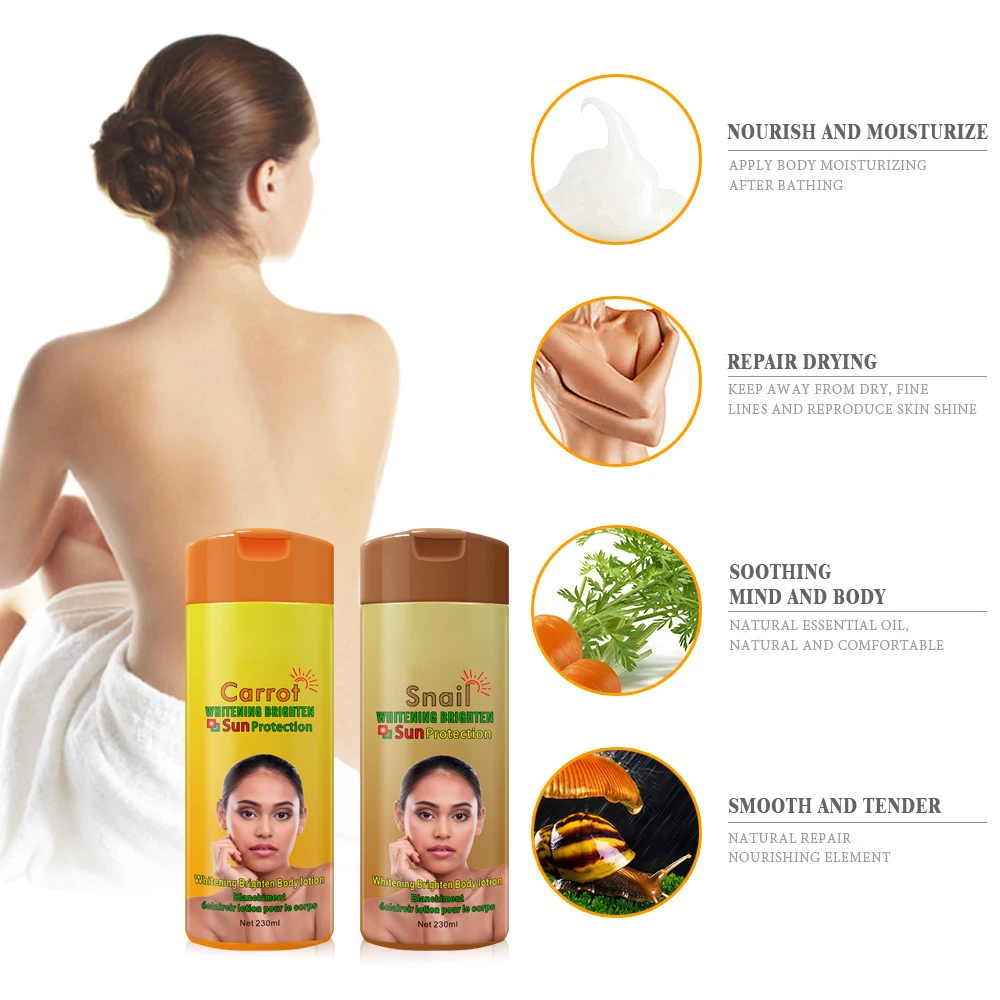 OEM/ODM Private Label Snail Serum Carrot Extract Skin Lighting And Nourishing Body Lotion