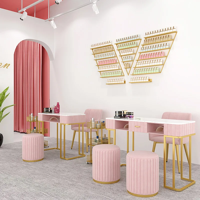 
Dry Nail Table Station Manicure Portable Modern Salon Furniture Pink Cheap Tables Sets Tech Nails Desk For Black Art Mat 