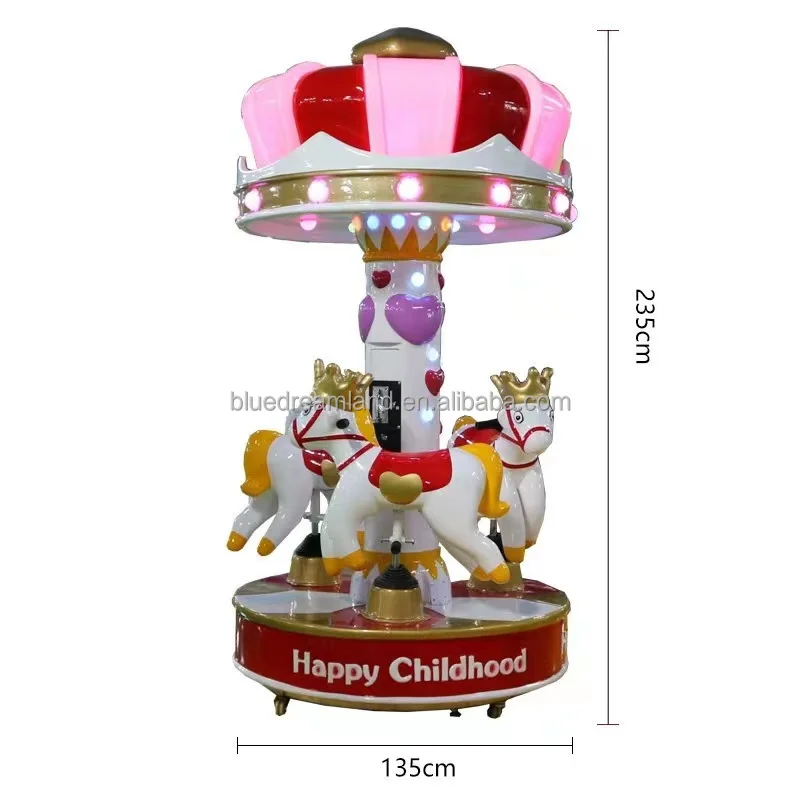 Factory Wholesale indoor/outdoor 3 seats mini carousel kiddie rides children carousel kids merry go round for sale