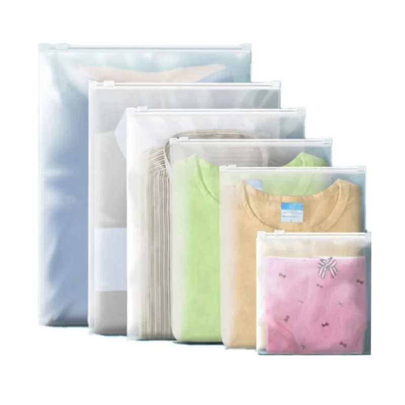 CTCX Custom Clear Pvc Slider Frosted Ziplock Zipper Packaging Bag Clothes Frosted Zip Seal Ziplock Plastic Bags For Clothing