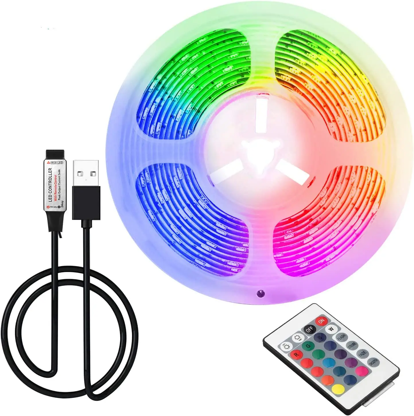 Полоски светодиодные Rgb 16 4 фута 5050 usb-контроллер ИК 24 ключа дистанционное ТВ подсветка полосы IP20 IP65