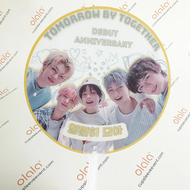 Custom design printed DREAM kpop idol plastic transparent PVC fans without handle