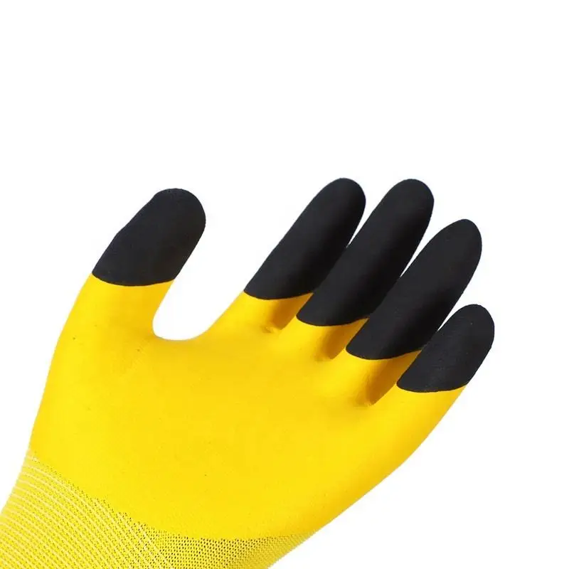 Summer Nylon Latex Foam Breathable Reinforced Finger Gloves for Construction Machine Agriculture Outdoor Work Safety