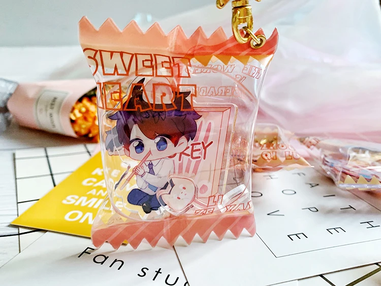 
Jinlei custom acrylic candy keychain printing plastic transparent acrylic candy bag inflatable charms as gift 