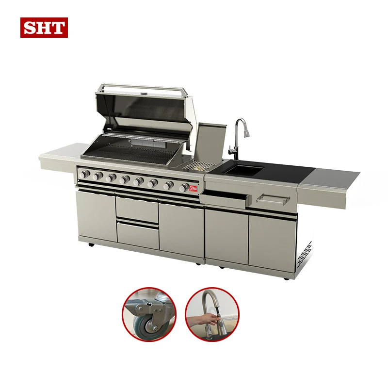 custom bbq commercial stainless steel gas grill for sale double sided modern outdoor kitchen