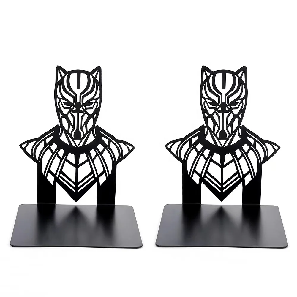Home Office Heavy Book Stopper Book End Holders Funny Cute Cat Super Hero Book Shelf Holder Decoration Metal Bookends