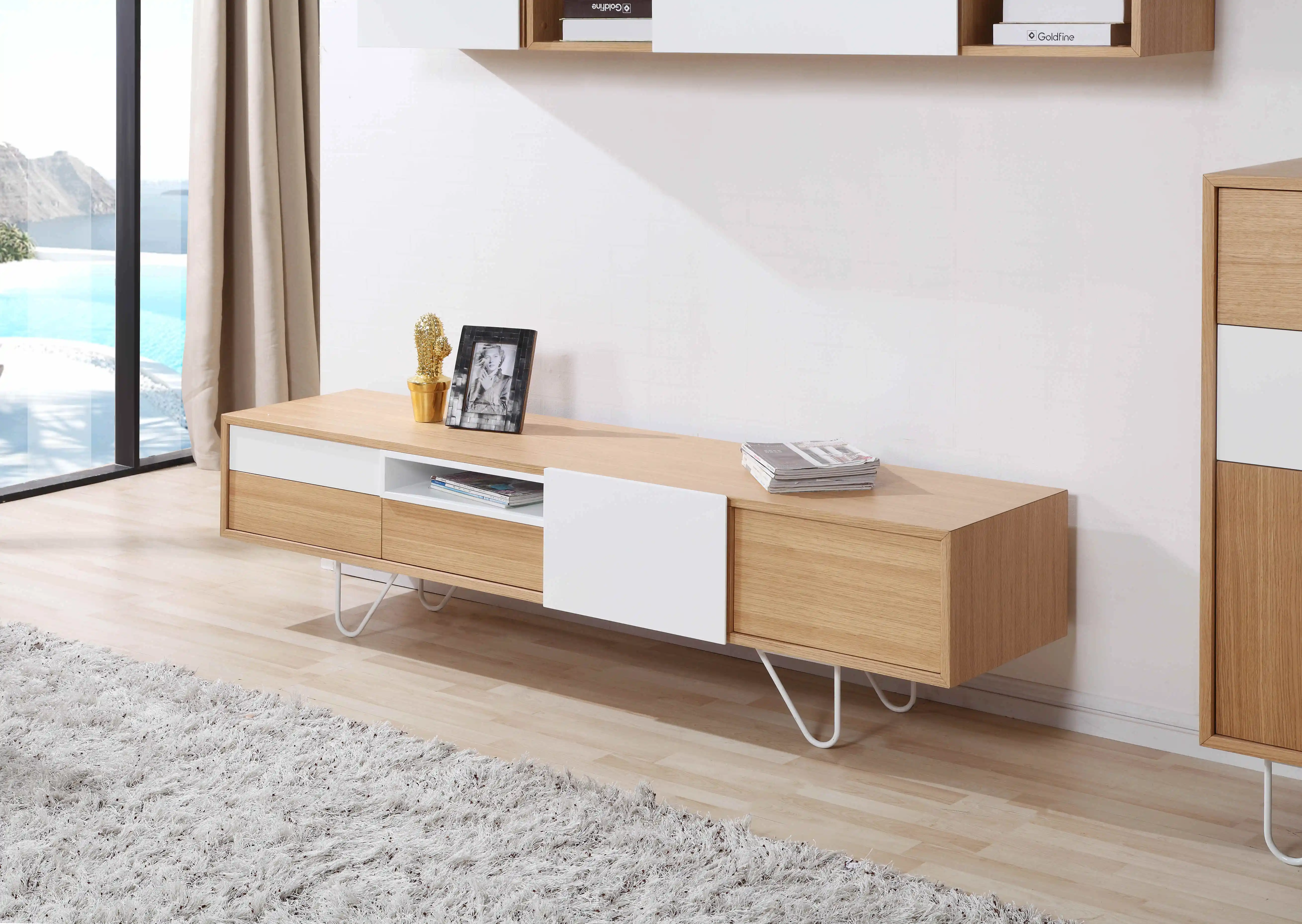 Modern designs for living room furniture wooden Entertainment Unit with drawers tv cabinet tv stand