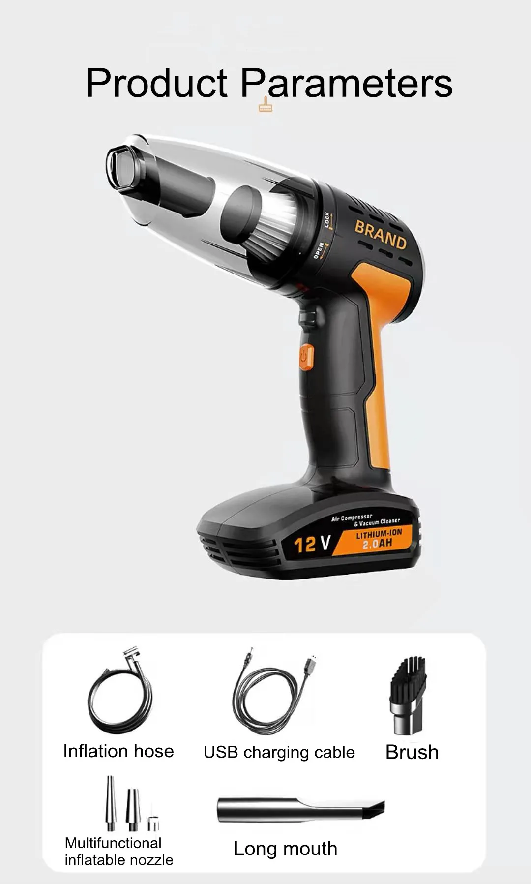 150Psi Gun Type Car Vacuum Cleaner Inflatable Pump Four-In-One Wired Vacuum Cleaner Dry And Wet Portable Inflatable