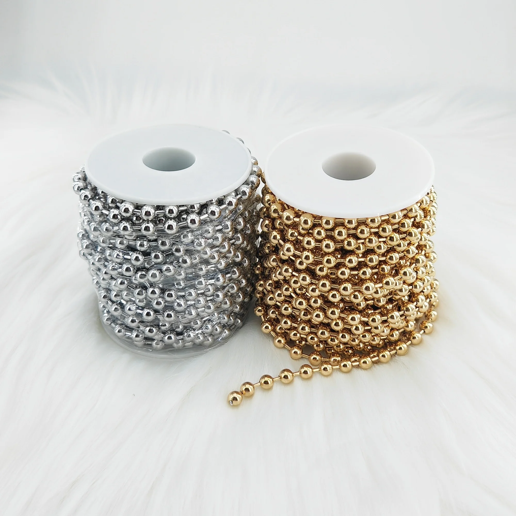 Byron оптовая продажа 10 м/рулон 6 мм нержавеющая сталь 18-каратное золото серебряные шарики цепочка ожерелье для женщин ювелирные аксессуары