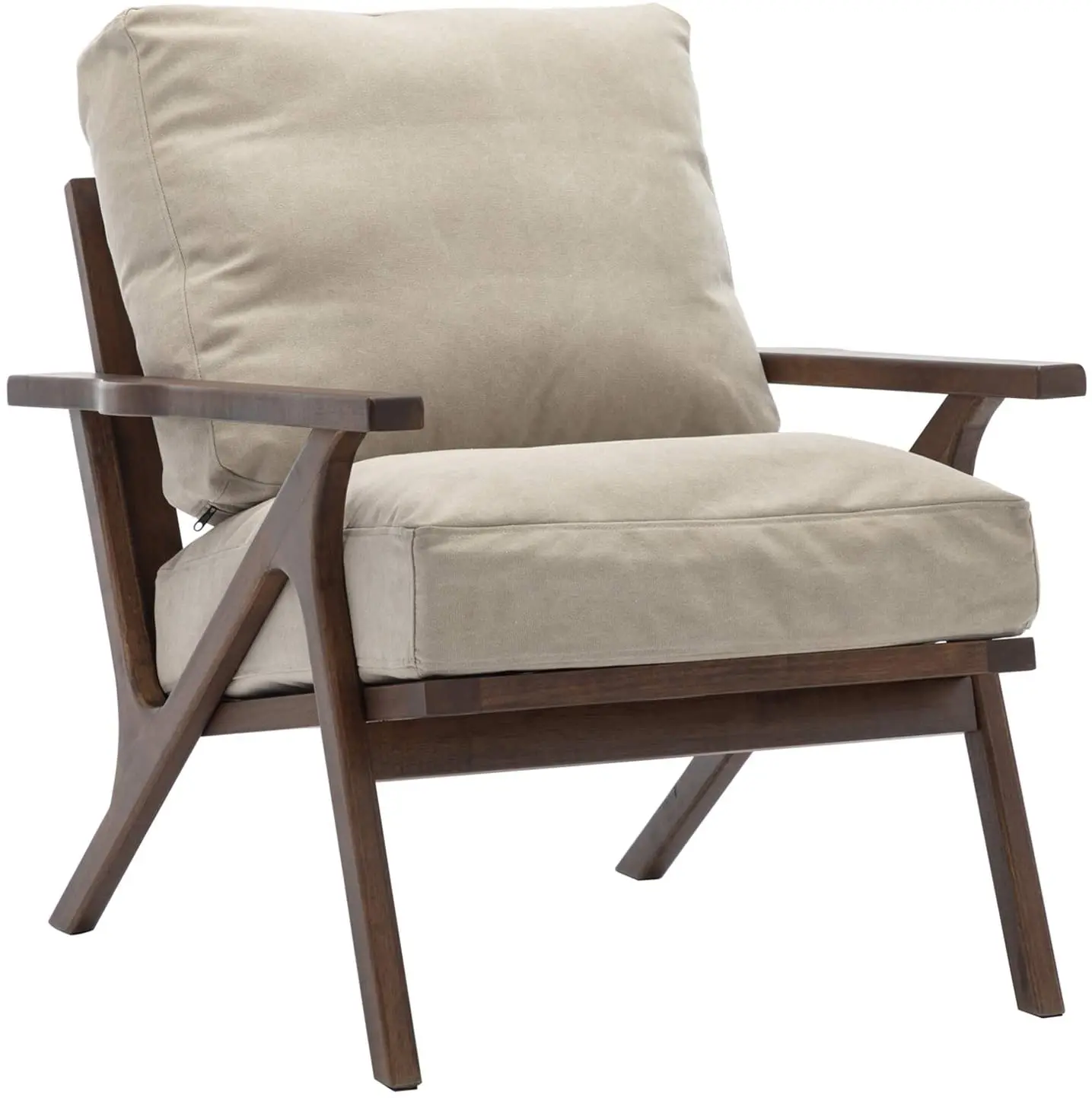 TUNUO Hot Sale Upholstered  cushion KD Wooden  Armrest Living Room Modern Accent Chair