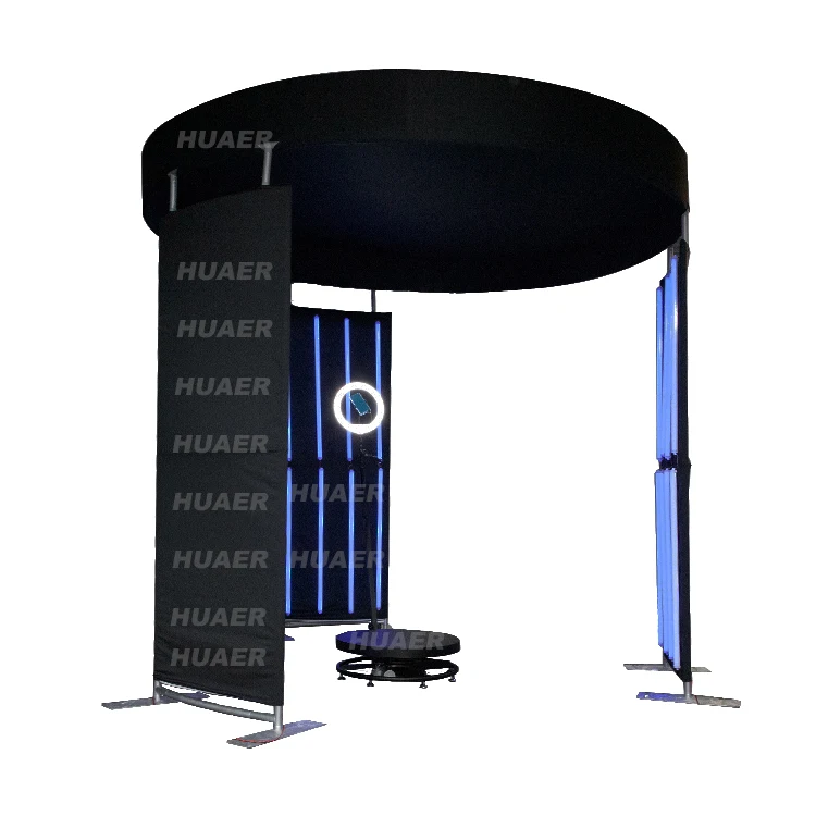 
 Trade Show Stand 360 Photo Booth LED Light Background 8ft 10ft Photography Enclosure Backdrop  
