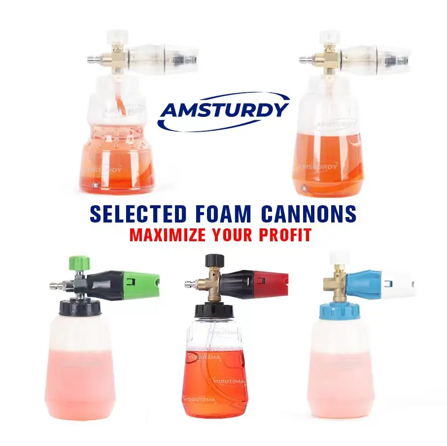 Amsturdy stainless steel Foam Cannon Plastic Water Hose Car Washer Automotive Green Bottle Cap Snow Lance Clear