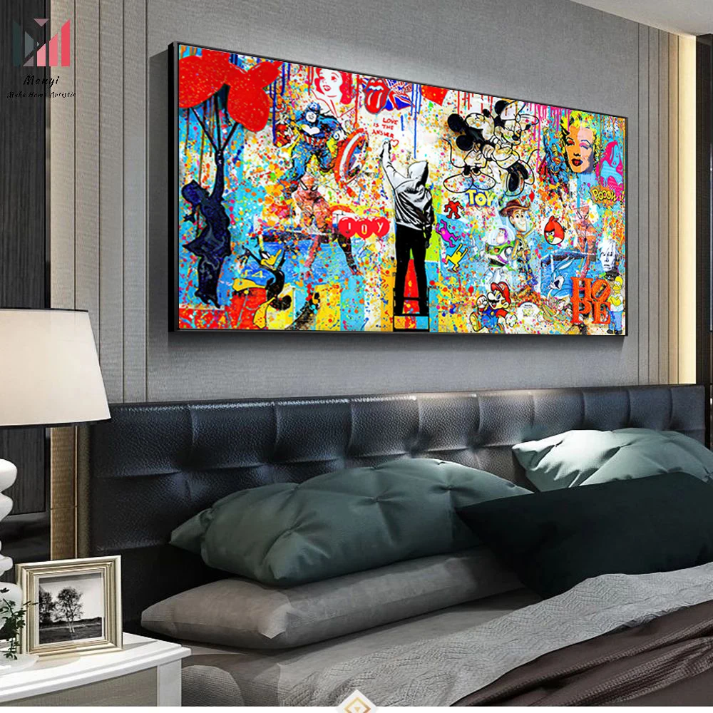 Graffiti Pop Street whitewasher Wall Art Pictures and Cartoon Toy Canvas Prints Posters For Wall and Home Kids Room Decoration