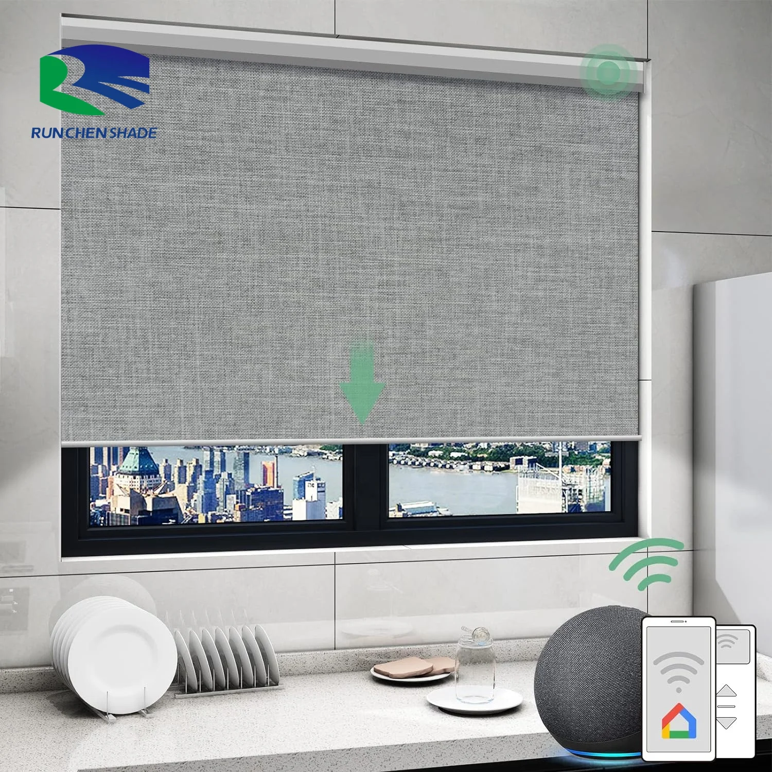 RunChen China Custom High Quality 100% Polyester Solar shades Indoor Cordless Automatic Hotel Roller Blinds