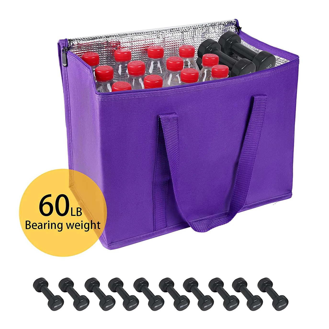 Wholesale Customized Cooler Bags Purple Large Capacity Camping Travel Top Flap Zipper Cooler Bags