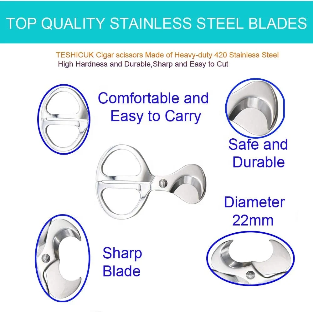 stainless steel cigar scissors cutter double cut blade scissors