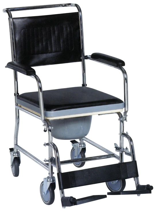 bedroom seat with bucket wheels Steel Wheelchair Rolling Shower Commode Toilet Chair for  elderly people steel commode chair