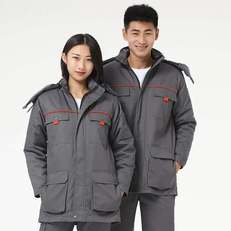 Thicken Winter Work Clothes Men Lively Cotton-Padded Jacket Cold-Proof  Labor Insurance With Removable Inner Liner