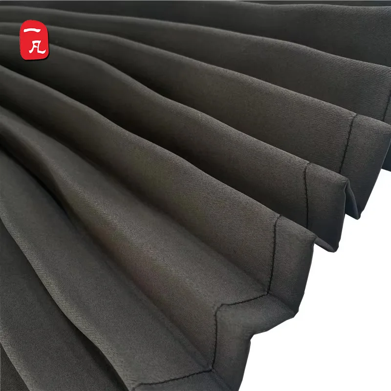 Blackout Dark Polyester Thick Shading Pleated fabric for Living Room Window Shades Balcony Curtain