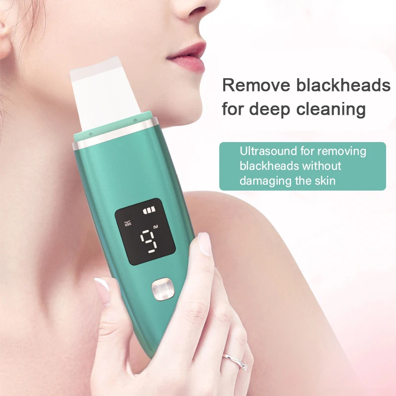 Skin Scrubber Face Spatula Facial Skin Exfoliator Scraper blackhead Remover Pore Cleaner  with LED Display Comedones Extractor